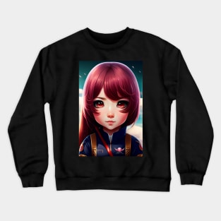 Anime Girl with lovely chibi eyes Crewneck Sweatshirt